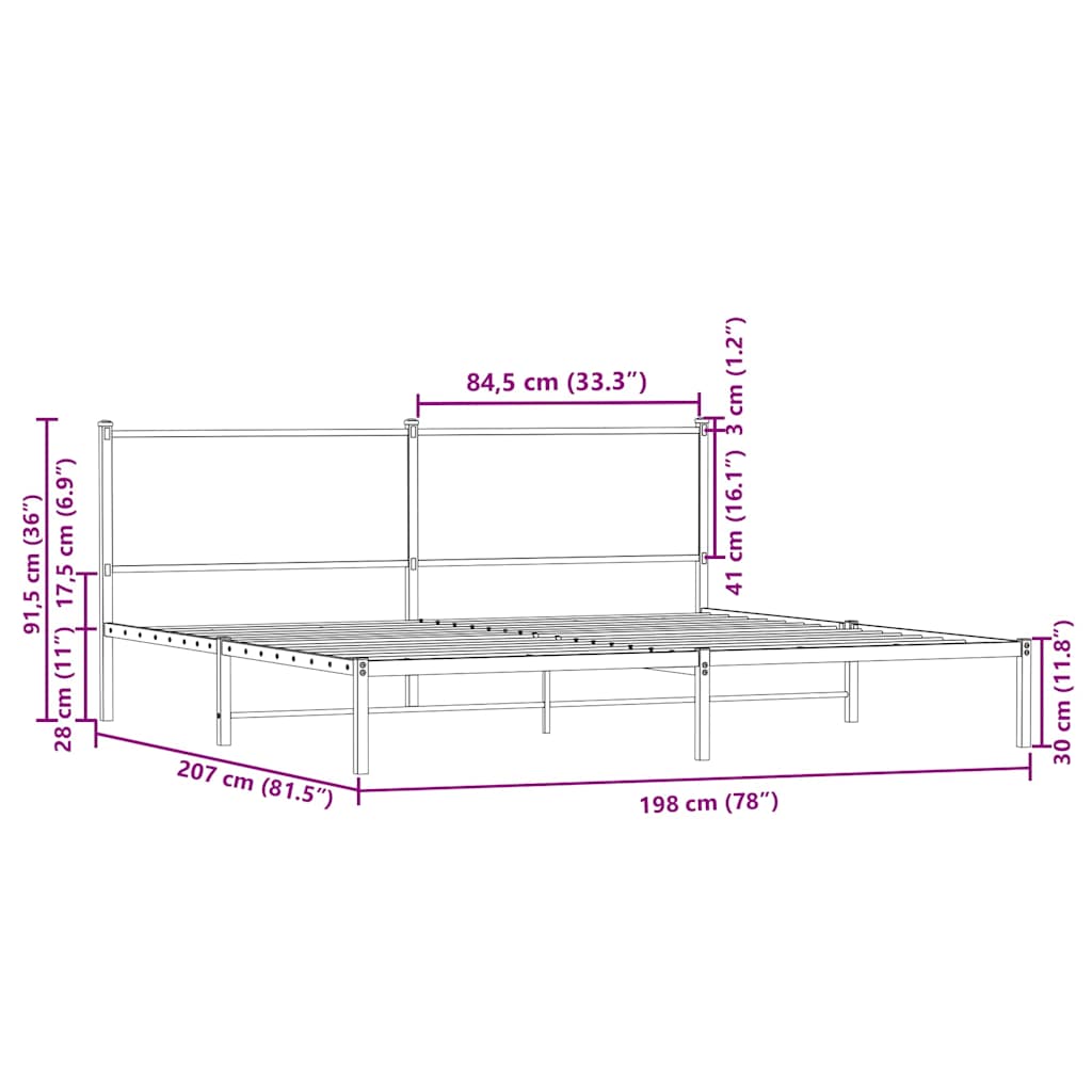 sengeramme uden madras 193x203 cm metal sonoma-eg