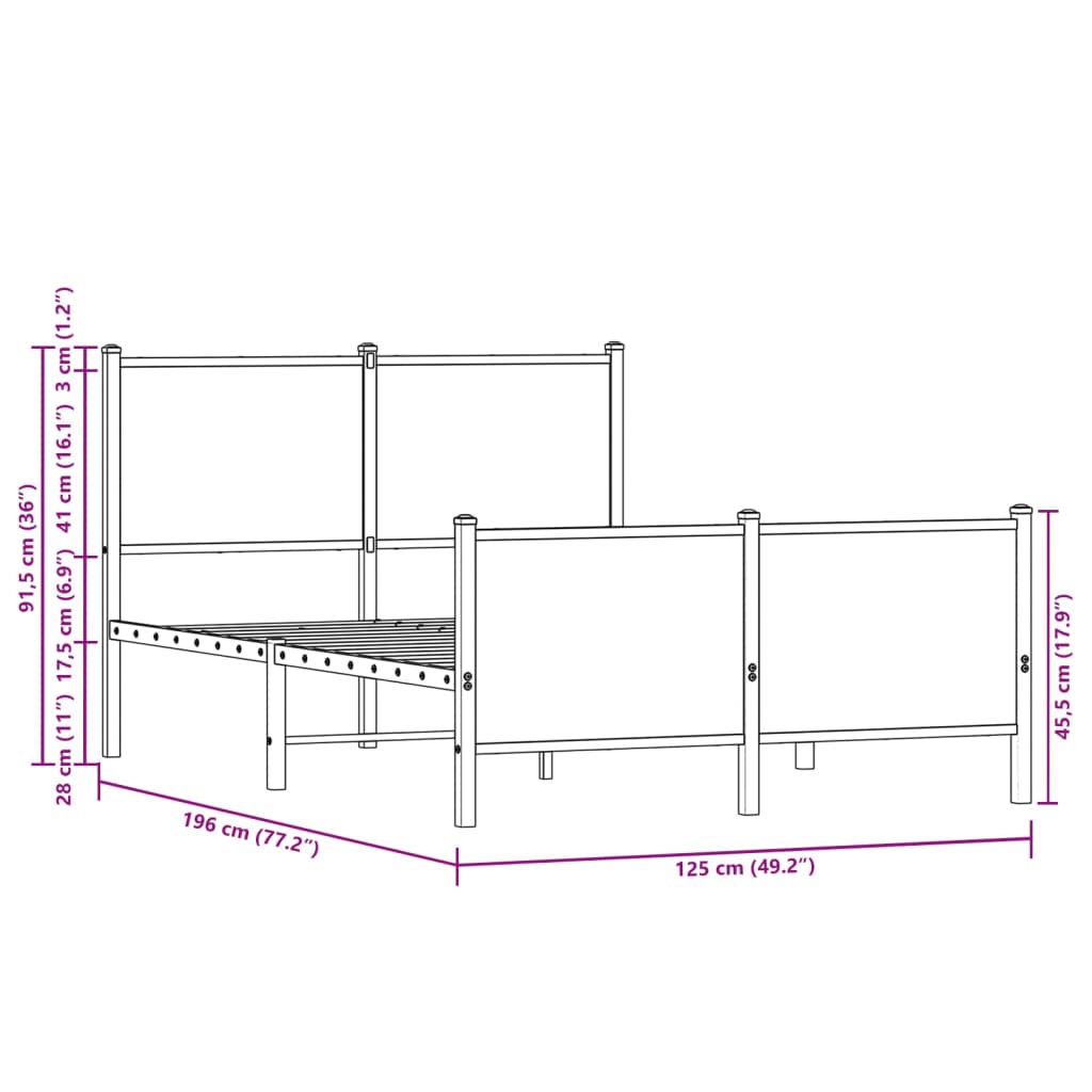 sengeramme uden madras 120x190 cm metal sonoma-eg