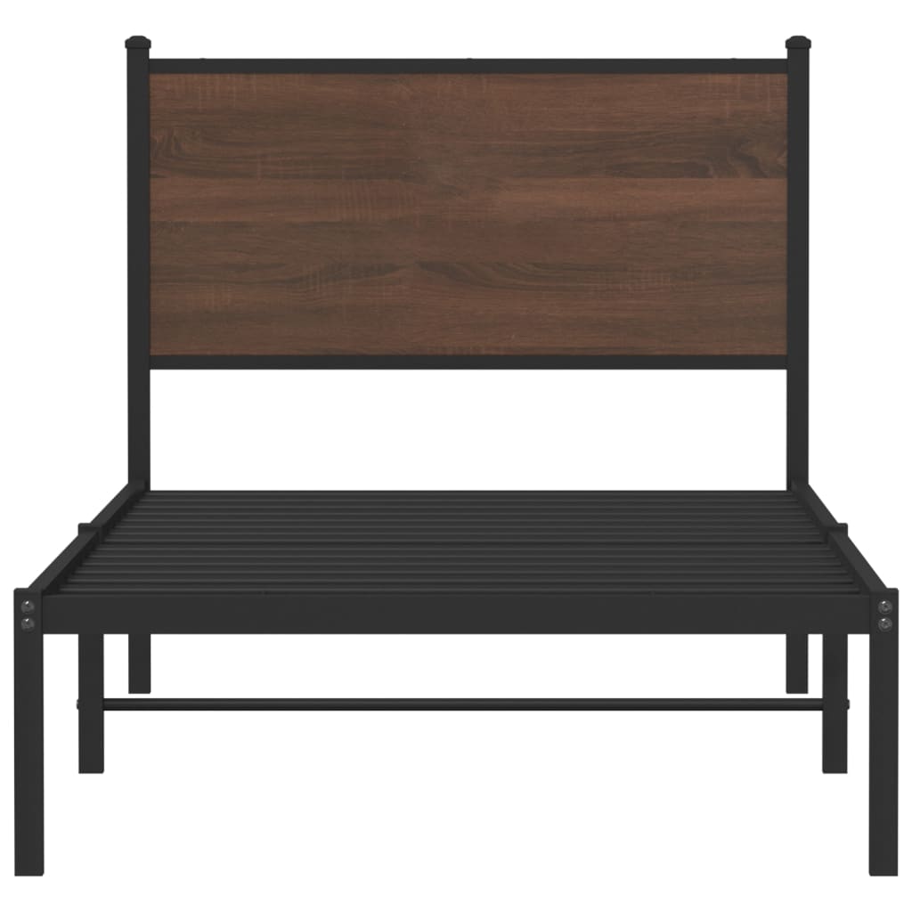 sengeramme 75x190 cm uden madras metal brun egetræsfarve
