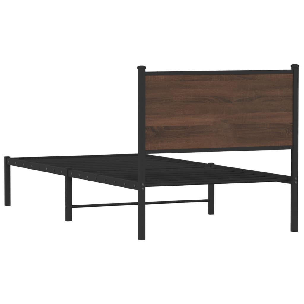 sengeramme 75x190 cm uden madras metal brun egetræsfarve