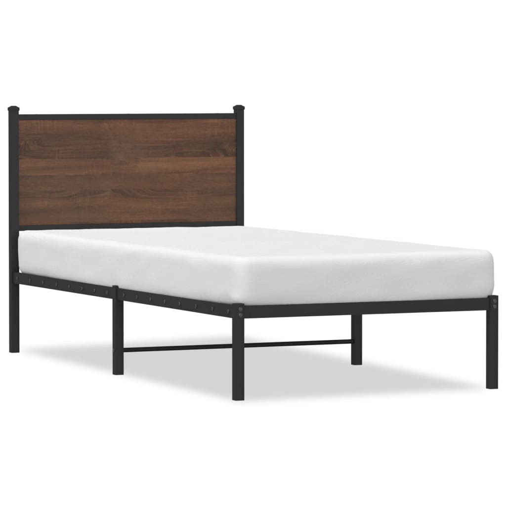 sengeramme 80x200 cm uden madras metal brun egetræsfarve
