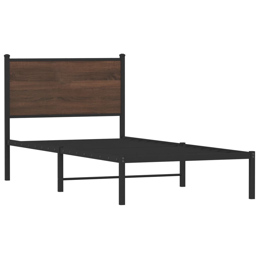 sengeramme 80x200 cm uden madras metal brun egetræsfarve