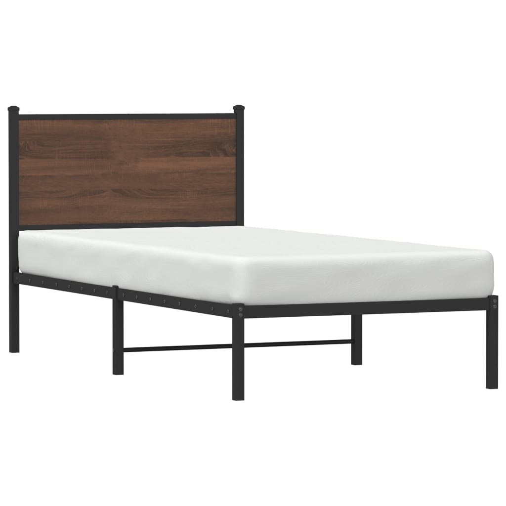 sengeramme 80x200 cm uden madras metal brun egetræsfarve