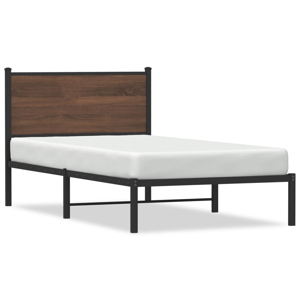 sengeramme 100x190 cm uden madras metal brun egetræsfarve