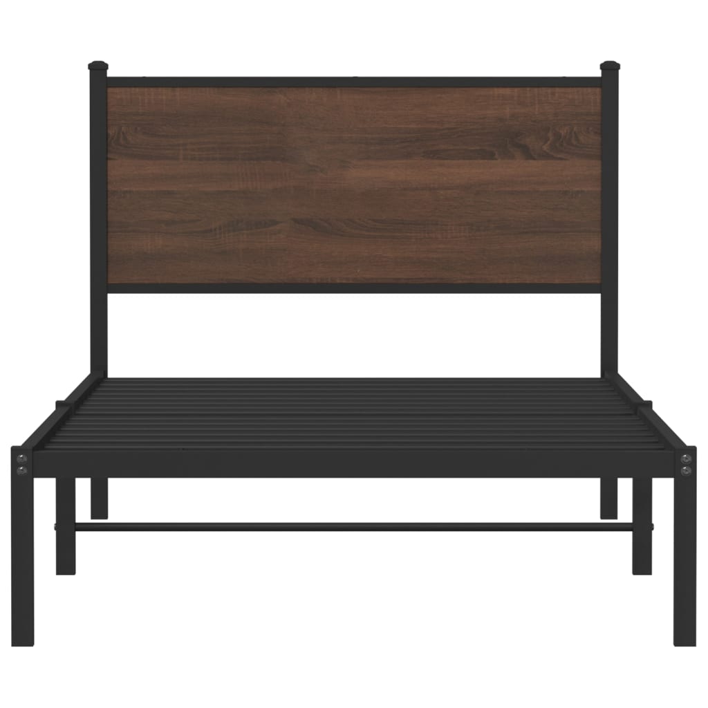 sengeramme 100x190 cm uden madras metal brun egetræsfarve