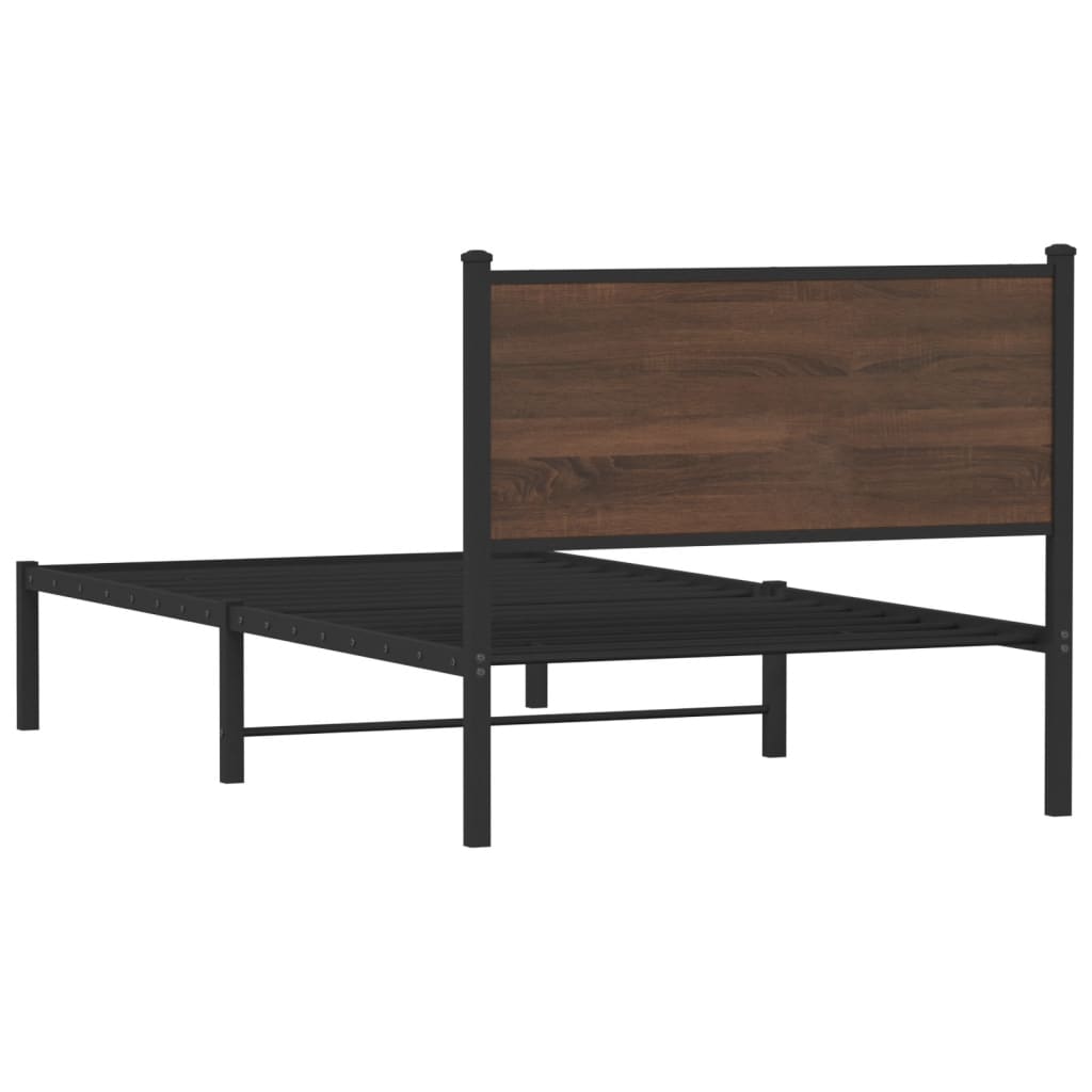sengeramme 100x190 cm uden madras metal brun egetræsfarve