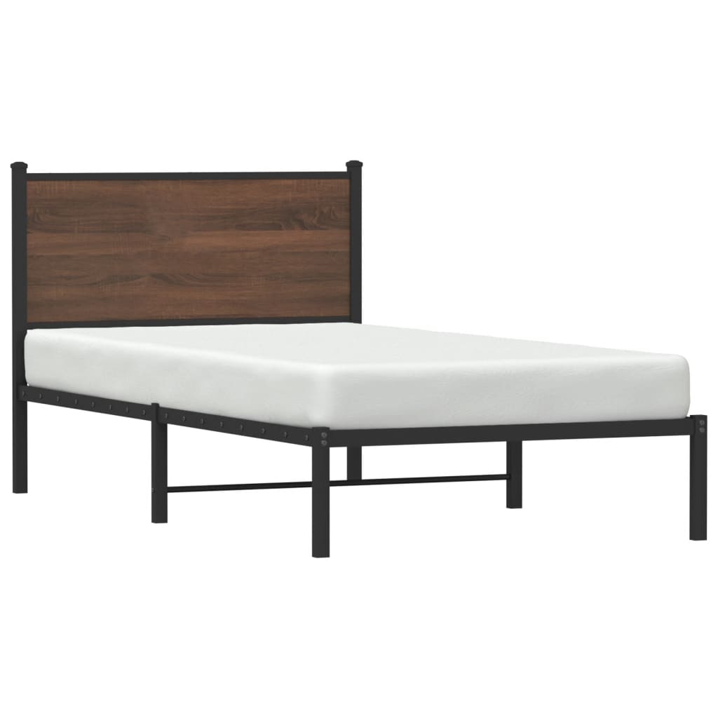 sengeramme 100x200 cm uden madras metal brun egetræsfarve