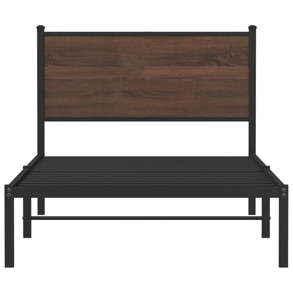 sengeramme 100x200 cm uden madras metal brun egetræsfarve