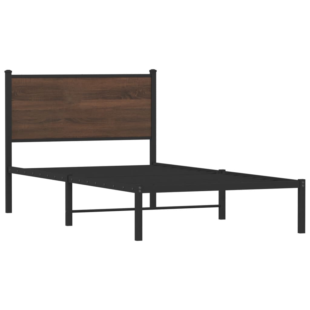 sengeramme 107x203 cm uden madras metal brun egetræsfarve