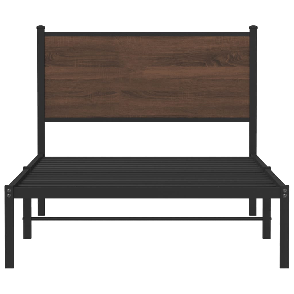 sengeramme 107x203 cm uden madras metal brun egetræsfarve