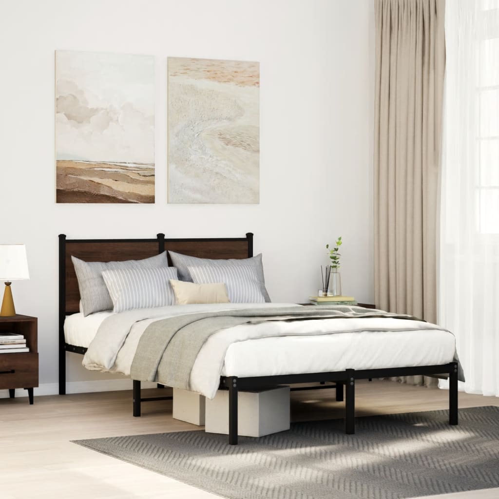 sengeramme 120x190 cm uden madras metal brun egetræsfarve