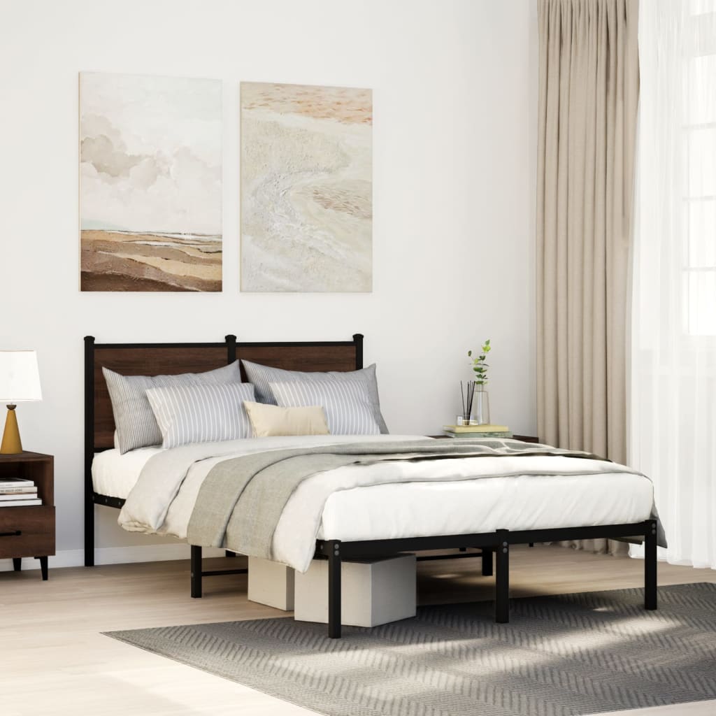 sengeramme 120x200 cm uden madras metal brun egetræsfarve