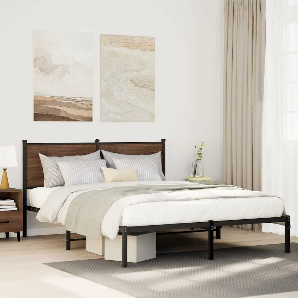 sengeramme uden madras 137x190 cm brun egetræ