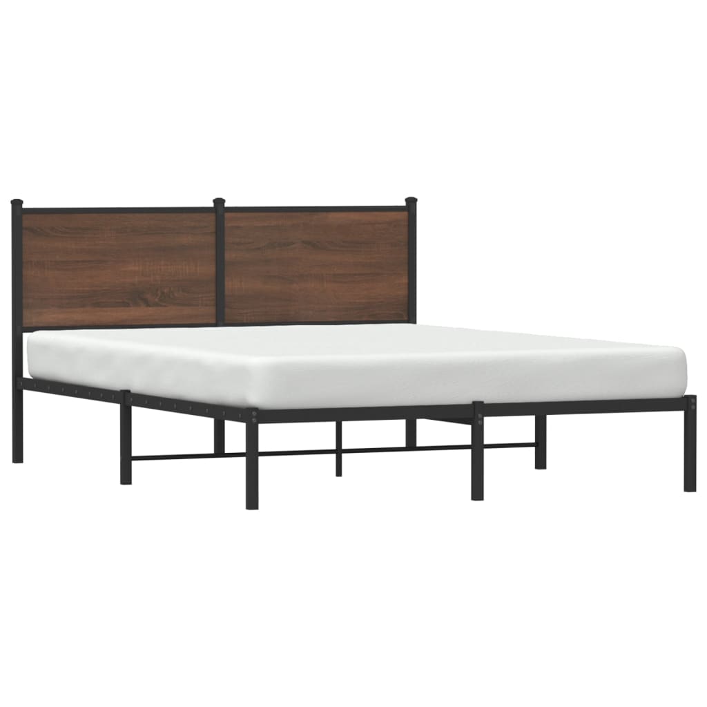 sengeramme 140x200 cm uden madras metal brun egetræsfarve