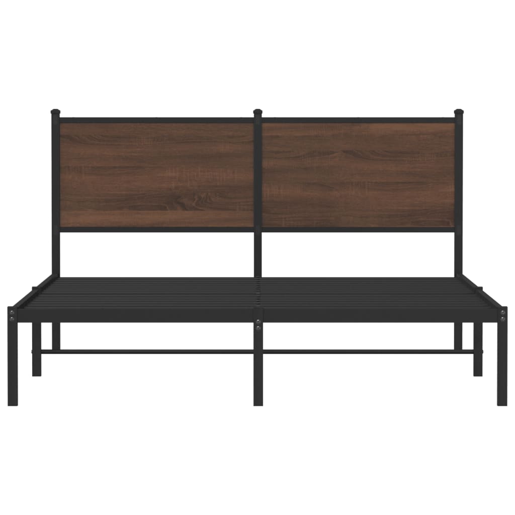 sengeramme 140x200 cm uden madras metal brun egetræsfarve
