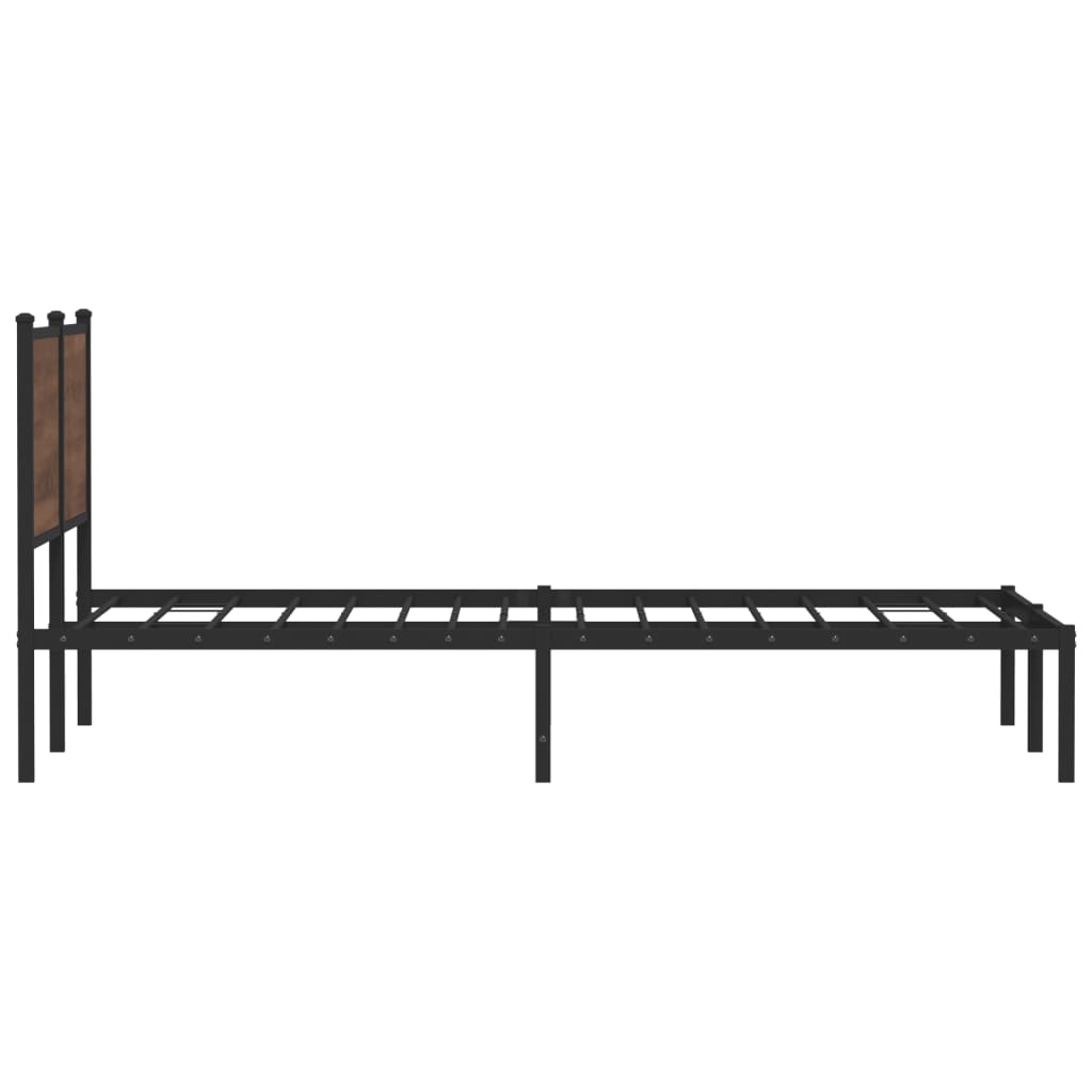 sengeramme 140x200 cm uden madras metal brun egetræsfarve