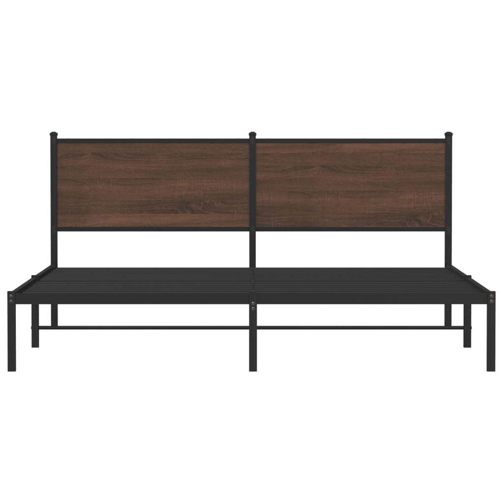 sengeramme uden madras 183x213 cm metal brun egetræsfarve