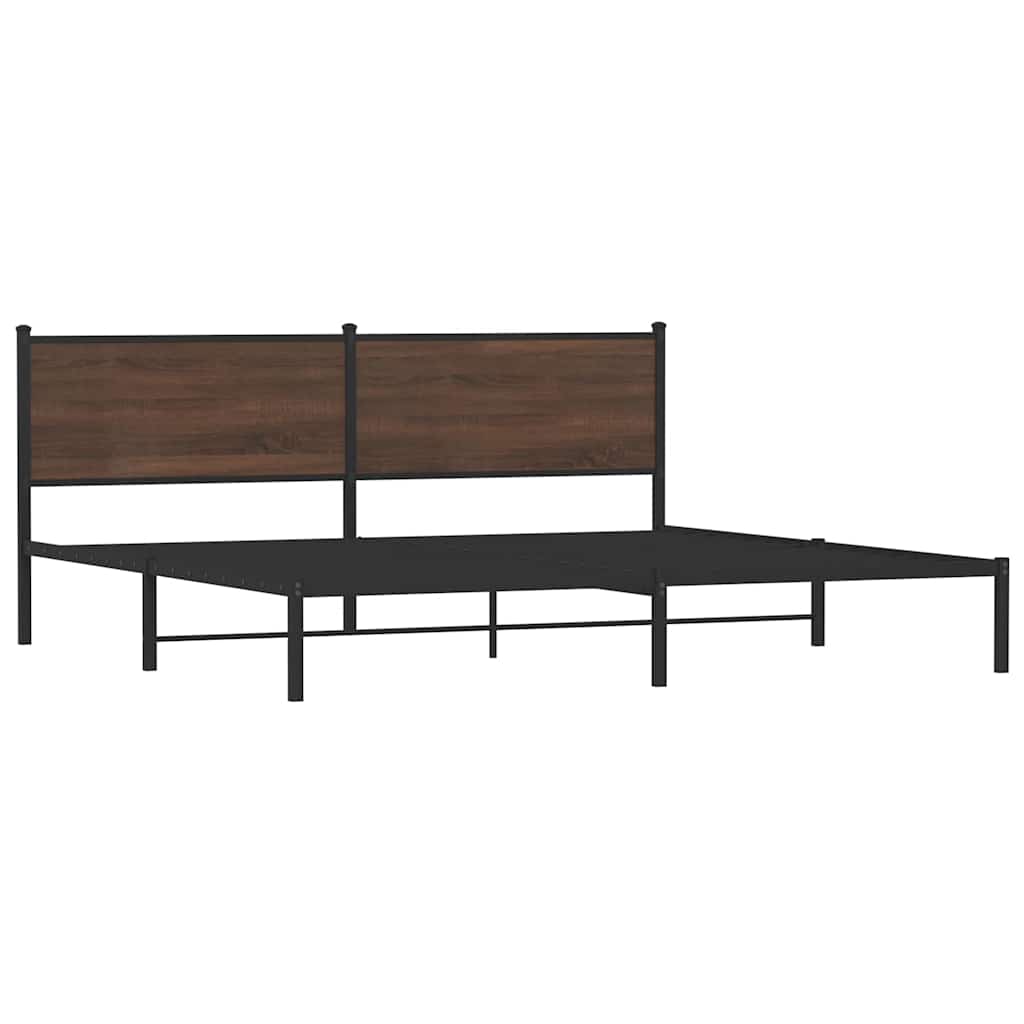 sengeramme uden madras 193x203 cm metal brun egetræsfarve