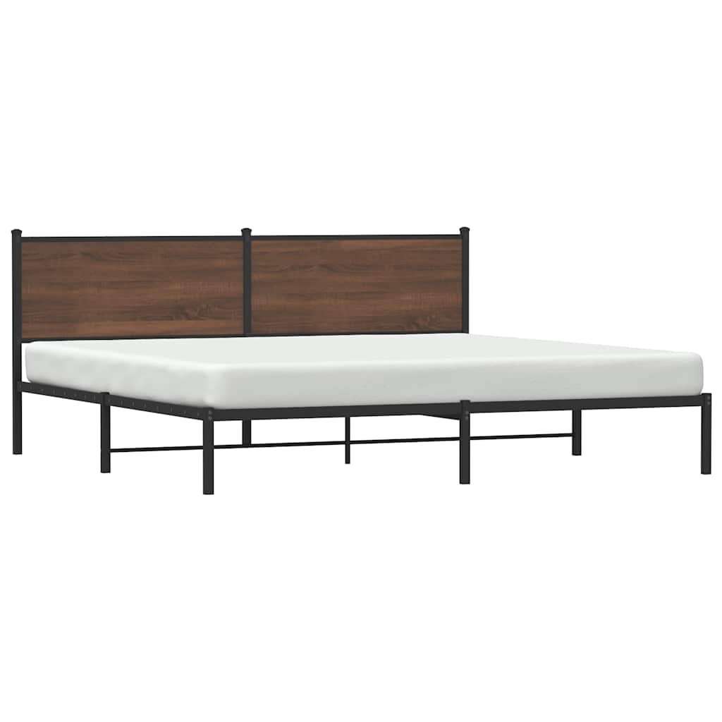 sengeramme uden madras 193x203 cm metal brun egetræsfarve