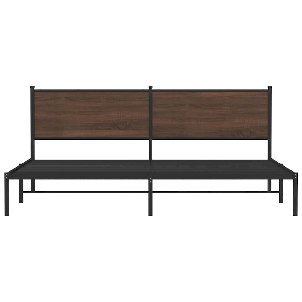 sengeramme uden madras 193x203 cm metal brun egetræsfarve