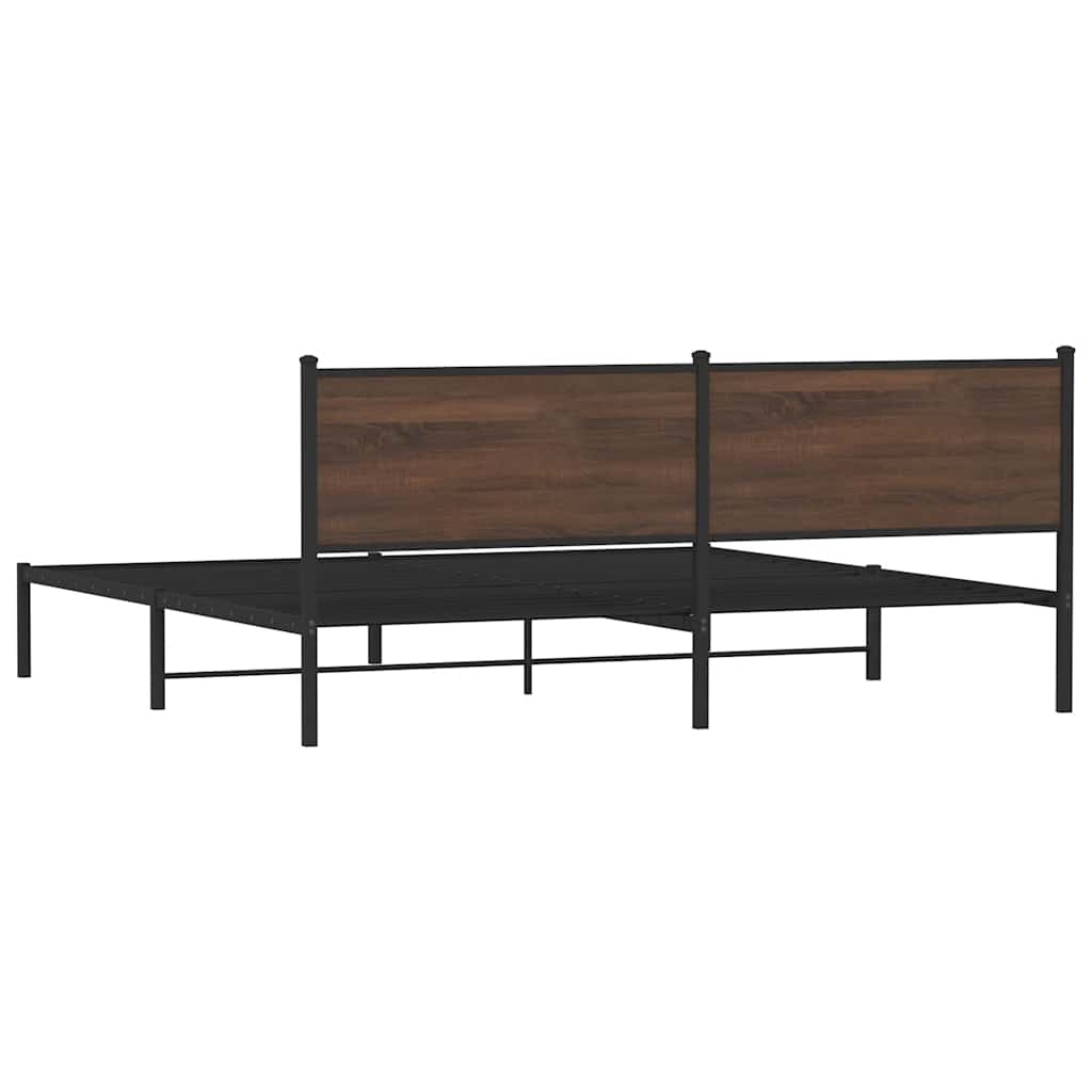 sengeramme uden madras 193x203 cm metal brun egetræsfarve