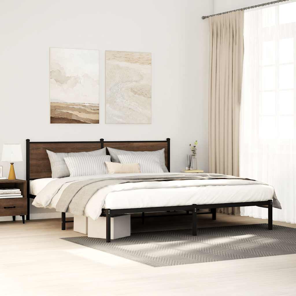 sengeramme uden madras 193x203 cm metal brun egetræsfarve