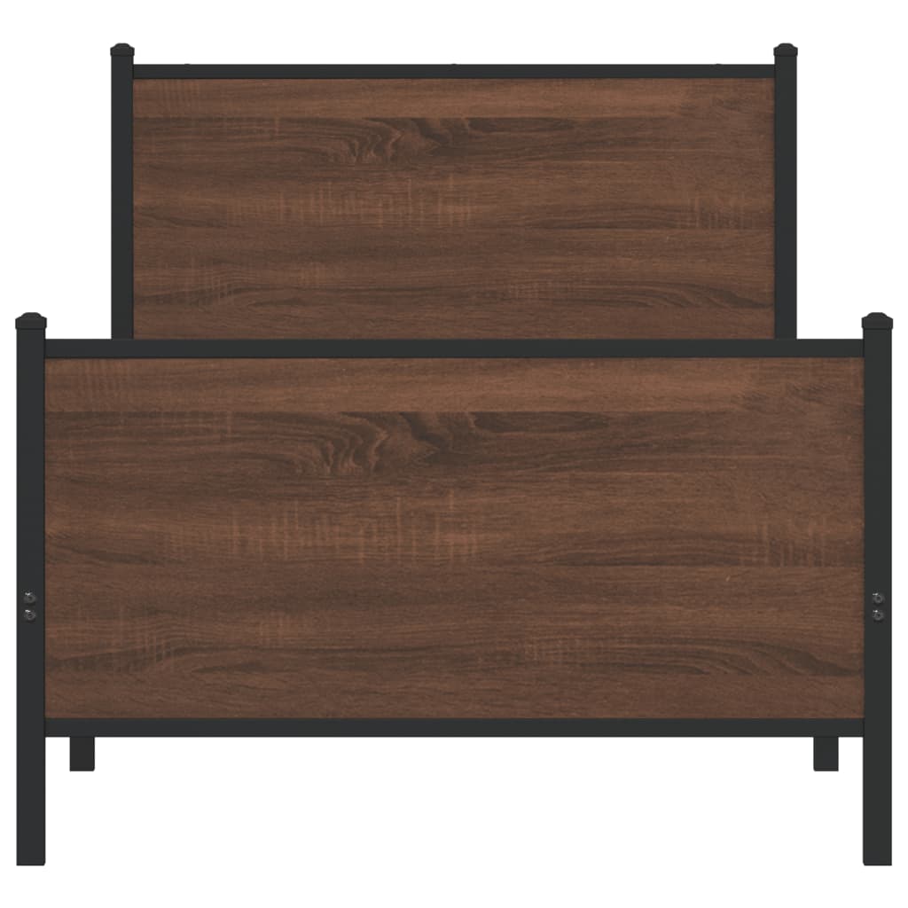 sengeramme 75x190 cm uden madras metal brun egetræsfarve