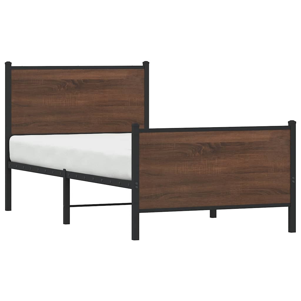 sengeramme 80x200 cm uden madras metal brun egetræsfarve