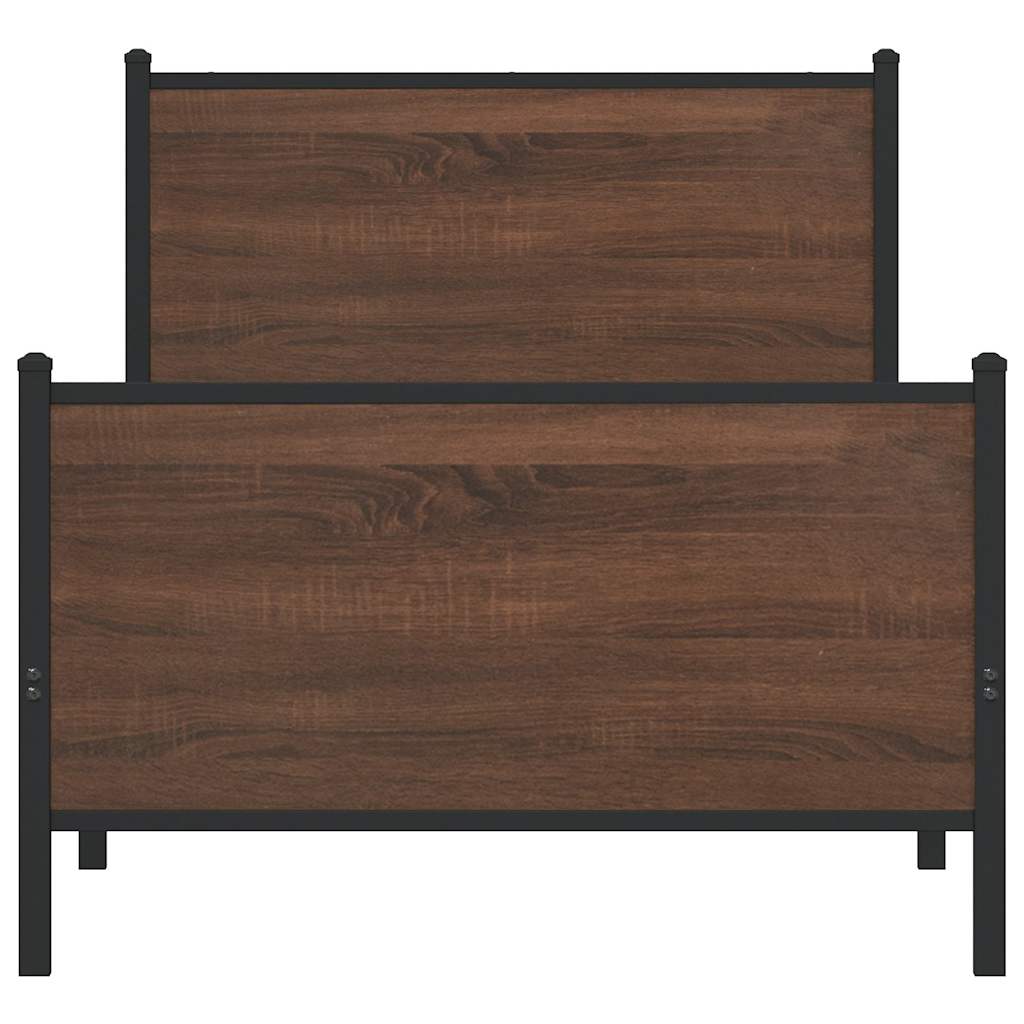 sengeramme 80x200 cm uden madras metal brun egetræsfarve