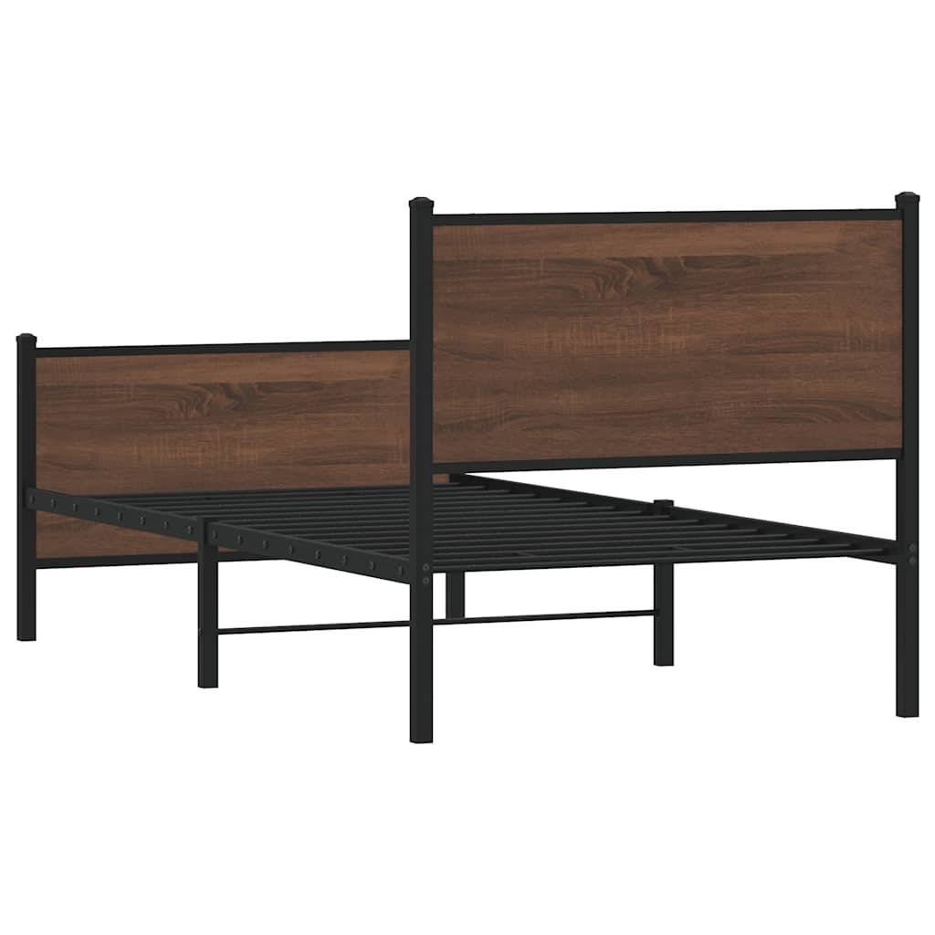 sengeramme 80x200 cm uden madras metal brun egetræsfarve