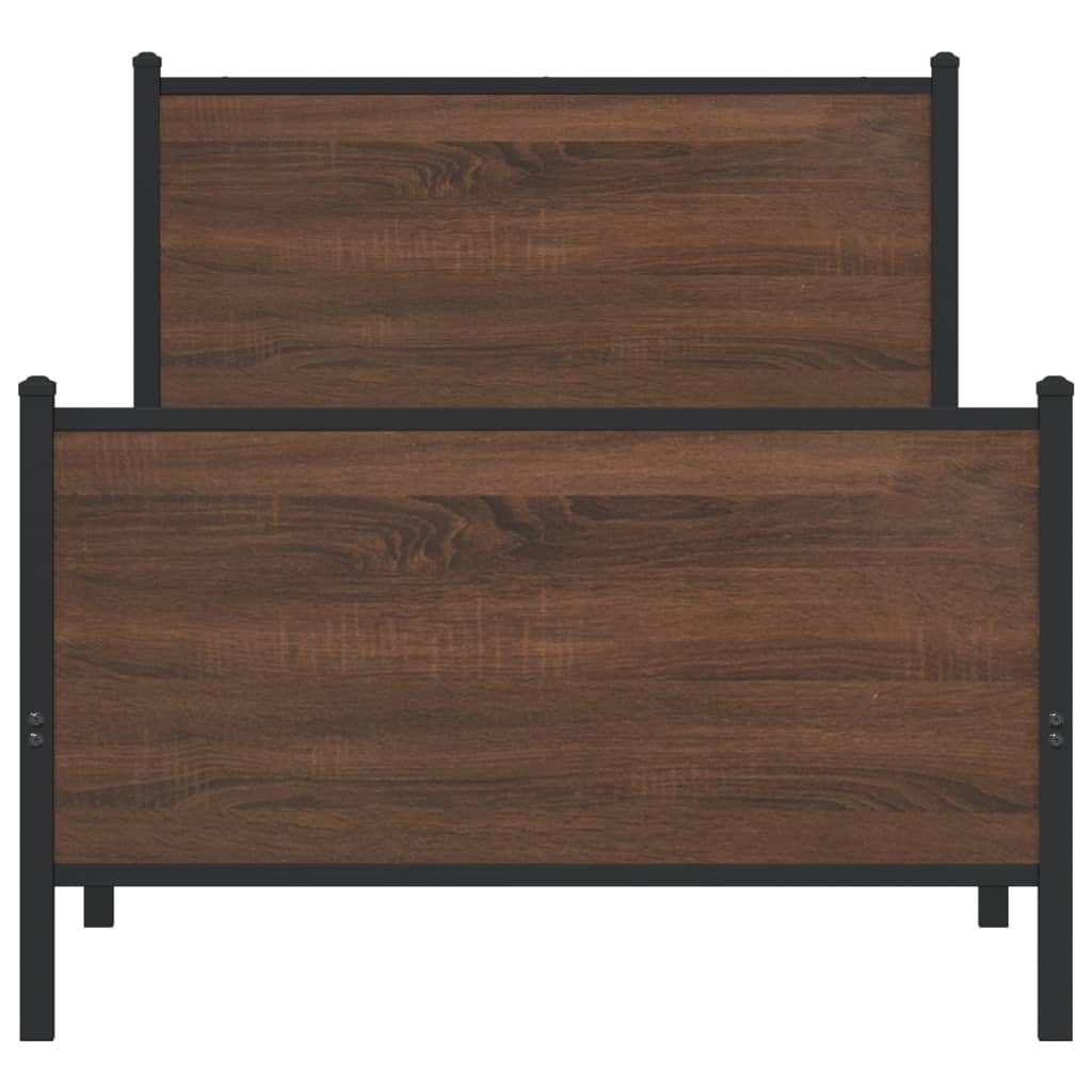 sengeramme 90x190 cm uden madras metal brun egetræsfarve