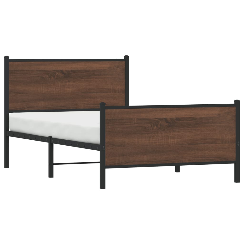 sengeramme 100x190 cm uden madras metal brun egetræsfarve