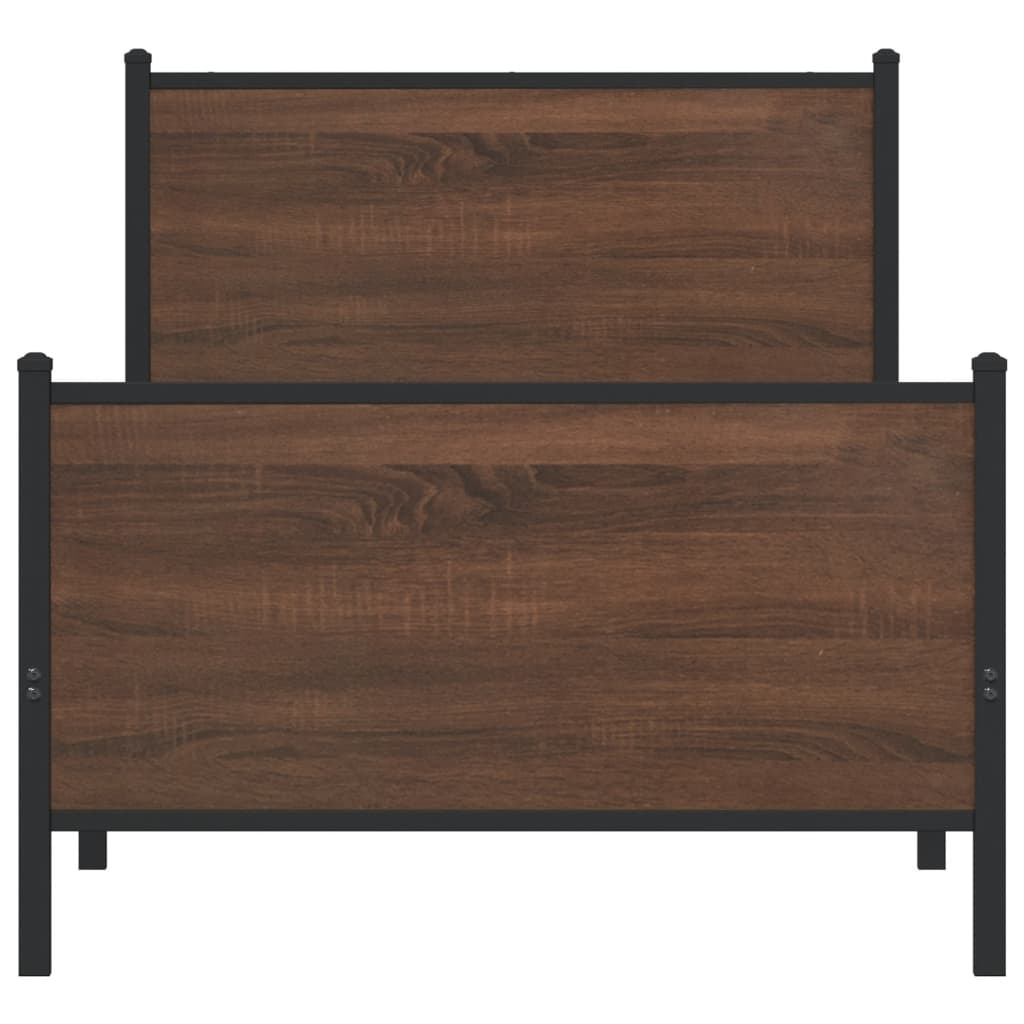 sengeramme 100x190 cm uden madras metal brun egetræsfarve