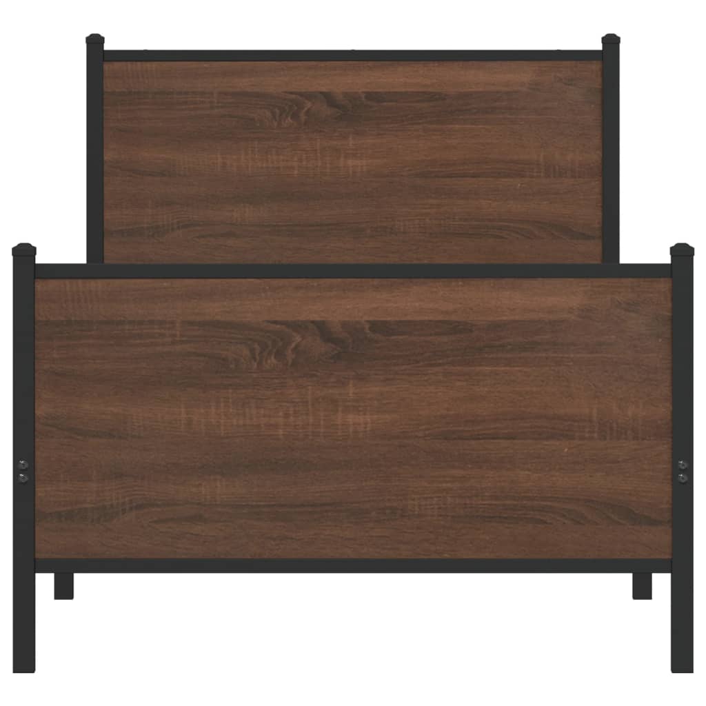 sengeramme 107x203 cm uden madras metal brun egetræsfarve