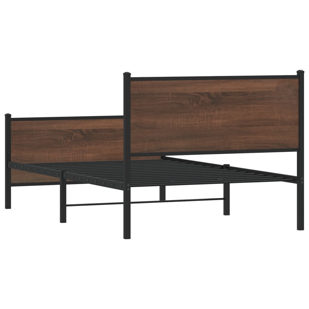 sengeramme 107x203 cm uden madras metal brun egetræsfarve