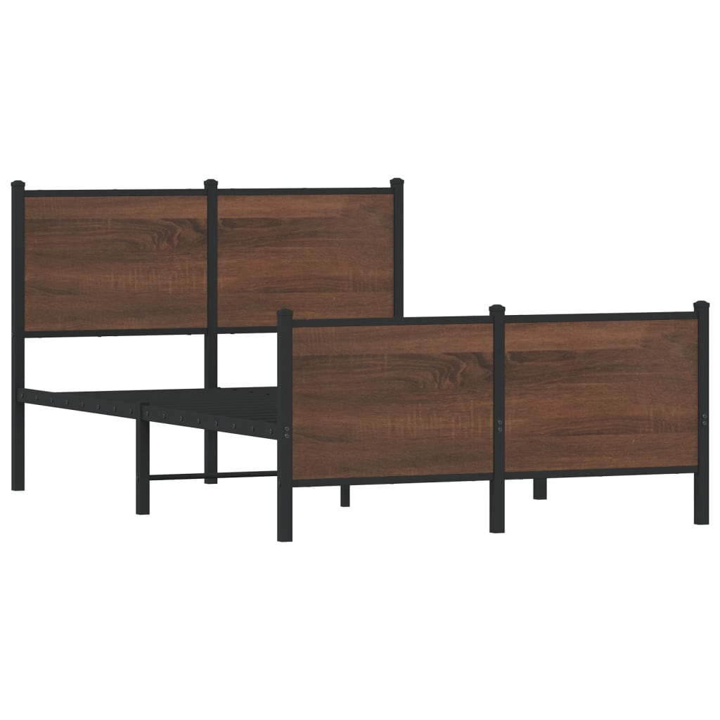sengeramme 120x190 cm uden madras metal brun egetræsfarve