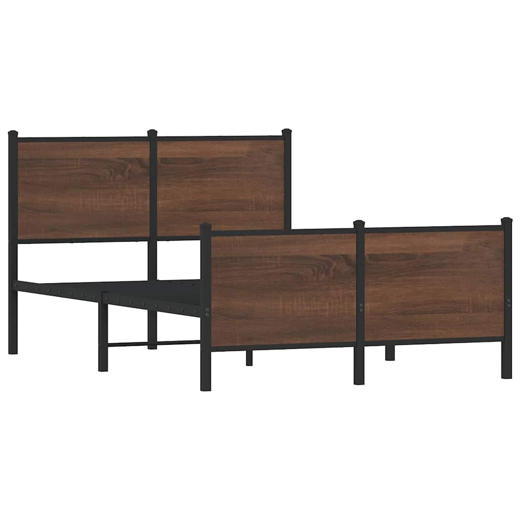 sengeramme 120x200 cm uden madras metal brun egetræsfarve