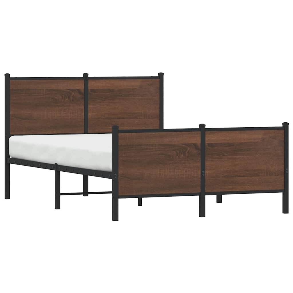 sengeramme 120x200 cm uden madras metal brun egetræsfarve