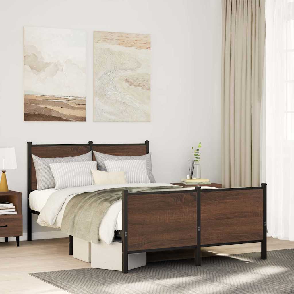 sengeramme 120x200 cm uden madras metal brun egetræsfarve
