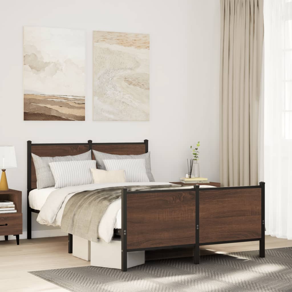 sengeramme uden madras 137x190 cm brun egetræ