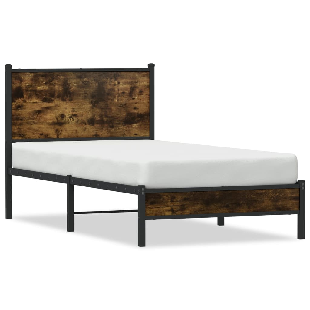 sengeramme uden madras 75x190 cm metal røget egetræsfarve
