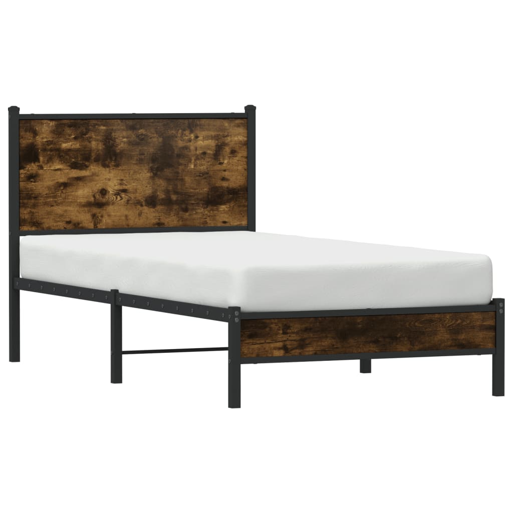 sengeramme uden madras 75x190 cm metal røget egetræsfarve