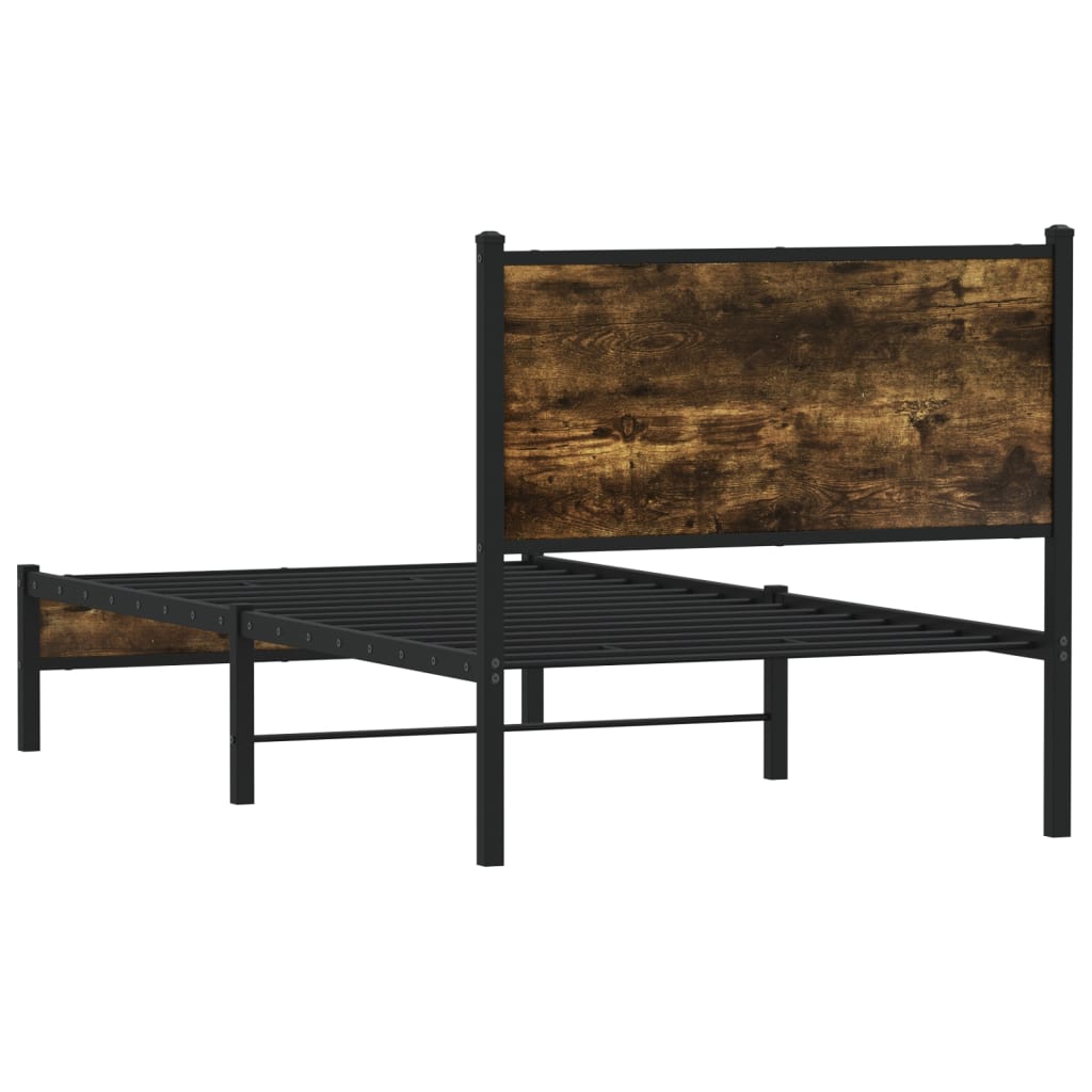sengeramme uden madras 75x190 cm metal røget egetræsfarve