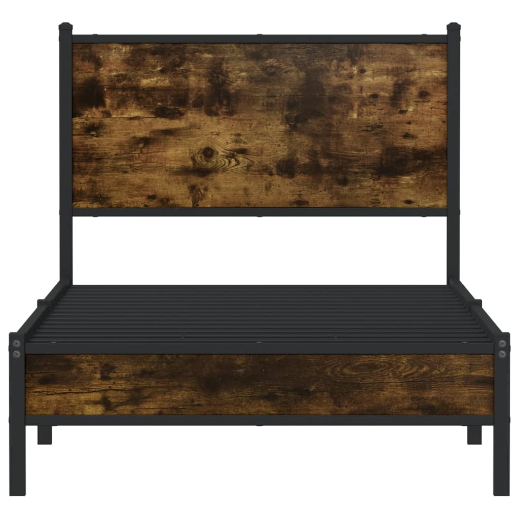 sengeramme uden madras 80x200 cm metal røget egetræsfarve