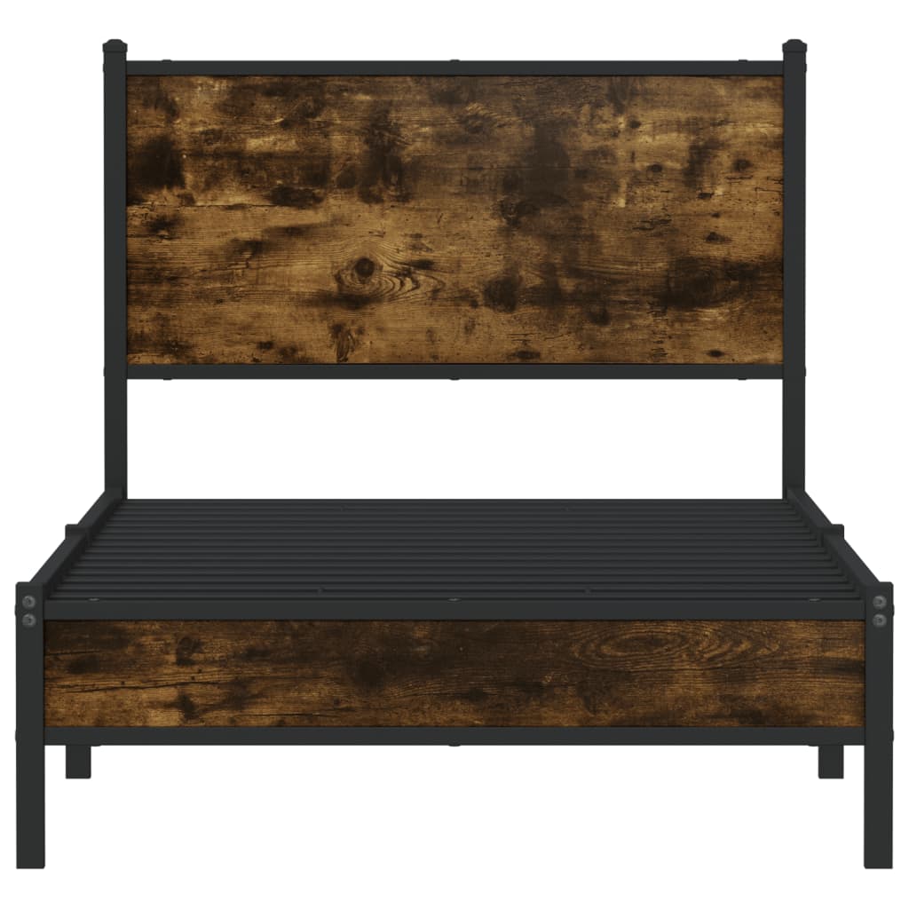 sengeramme uden madras 90x200 cm metal røget egetræsfarve