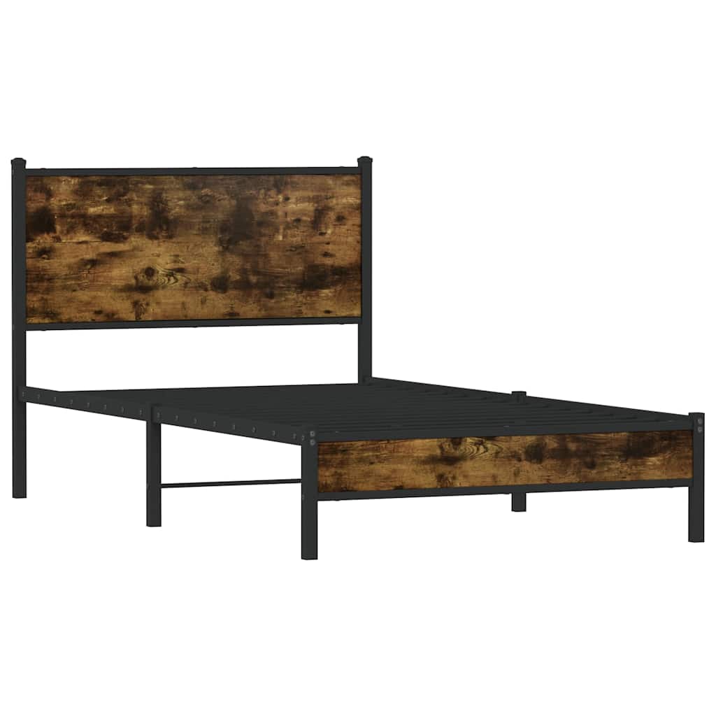 sengeramme uden madras 100x200 cm metal røget egetræsfarve
