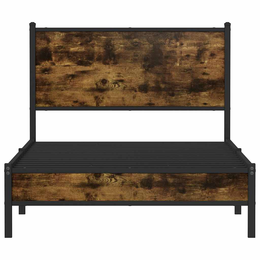 sengeramme uden madras 100x200 cm metal røget egetræsfarve