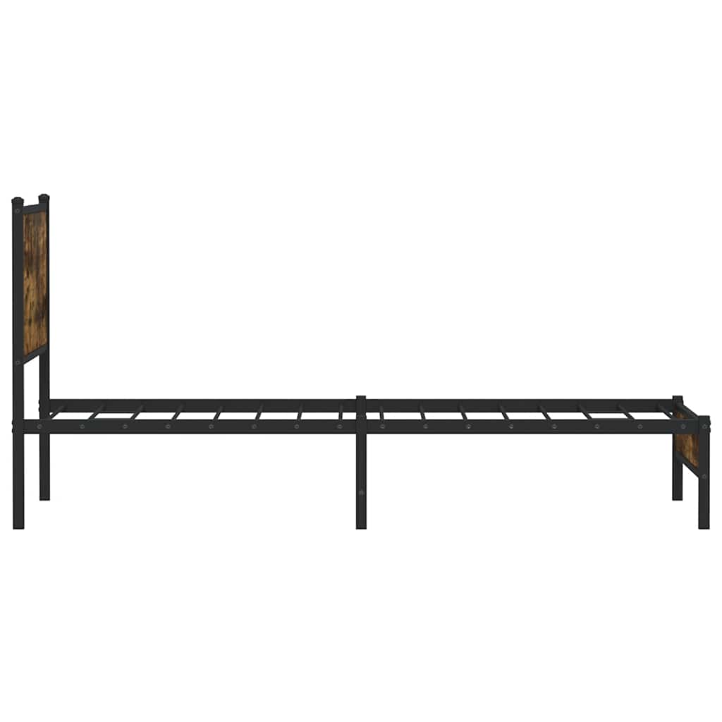 sengeramme uden madras 100x200 cm metal røget egetræsfarve