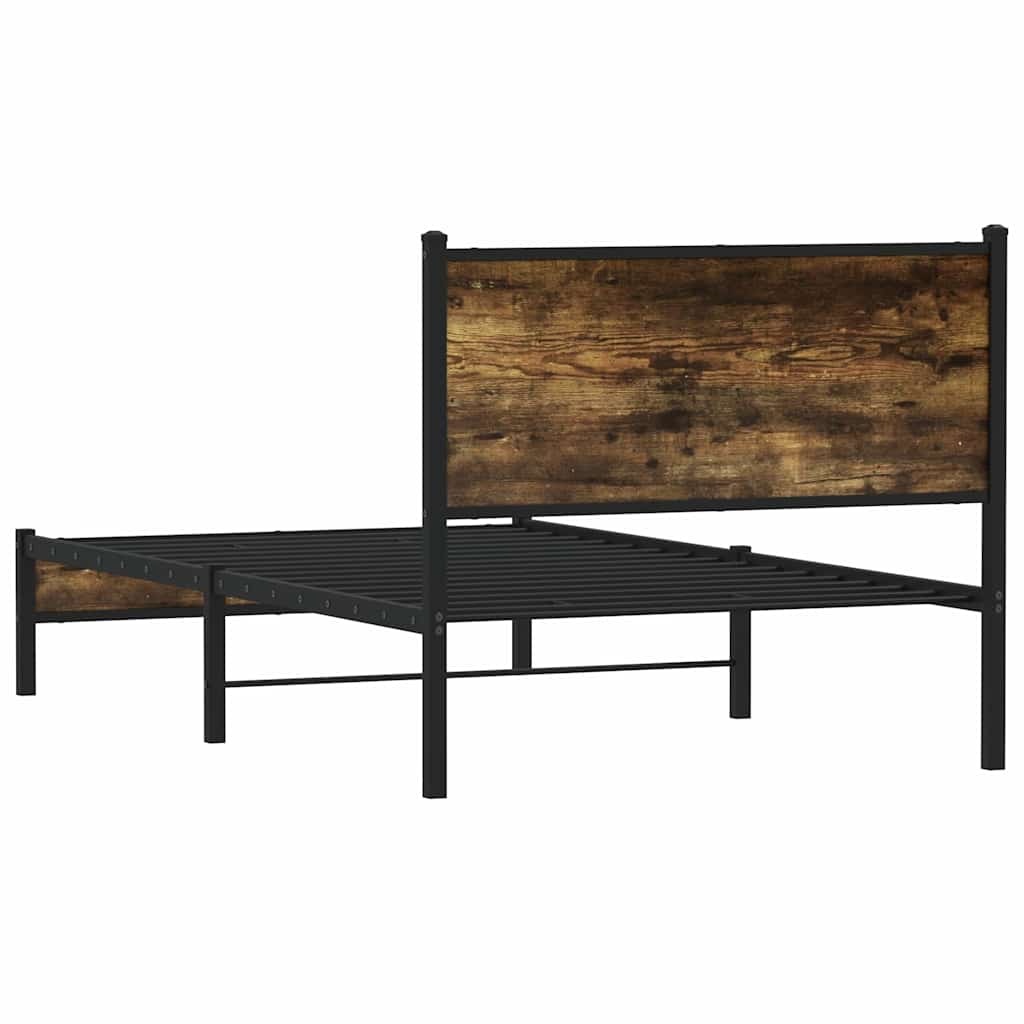 sengeramme uden madras 100x200 cm metal røget egetræsfarve