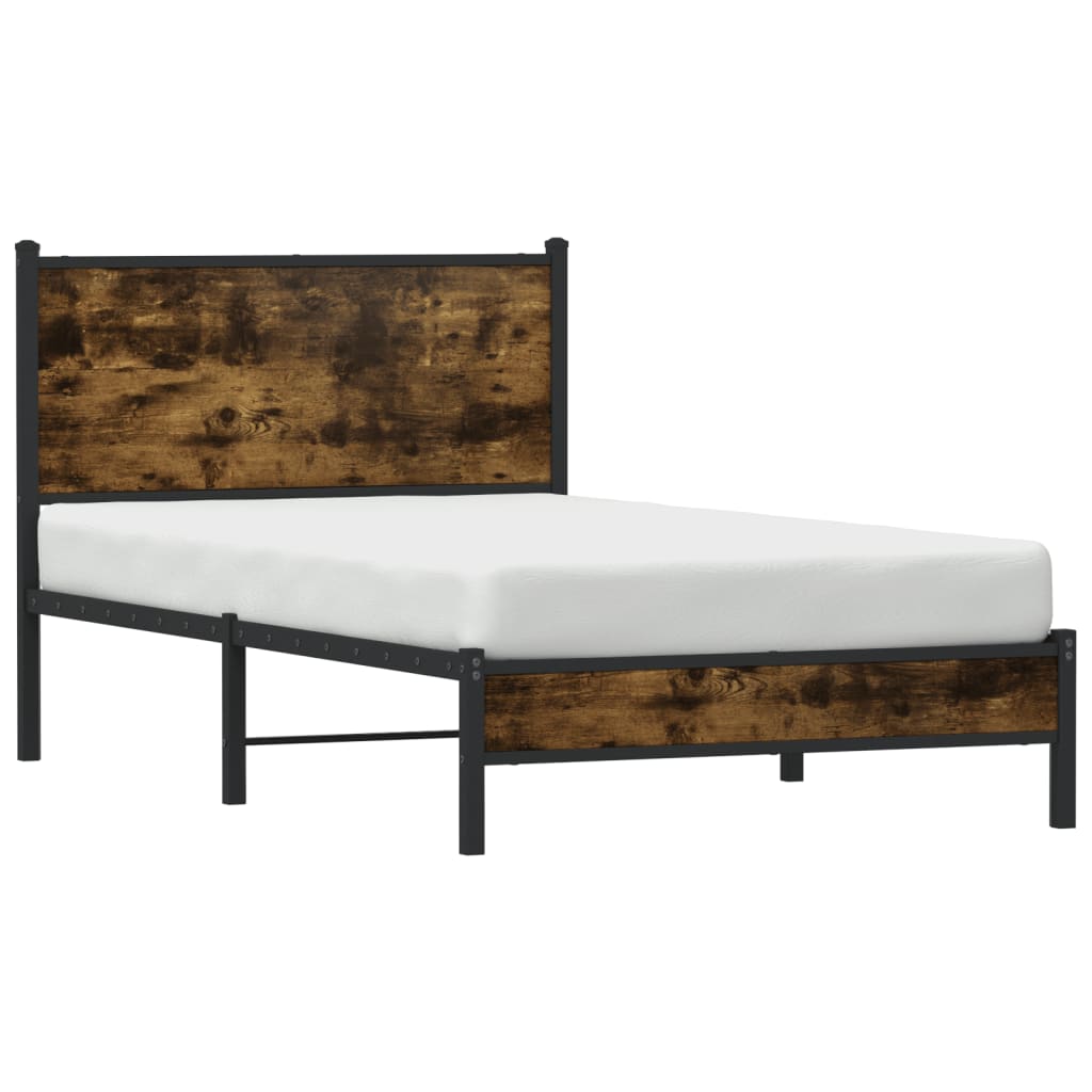 sengeramme uden madras 107x203 cm metal røget egetræsfarve